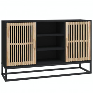 Aparador de madera contrachapada negro 105x30x65 cm H