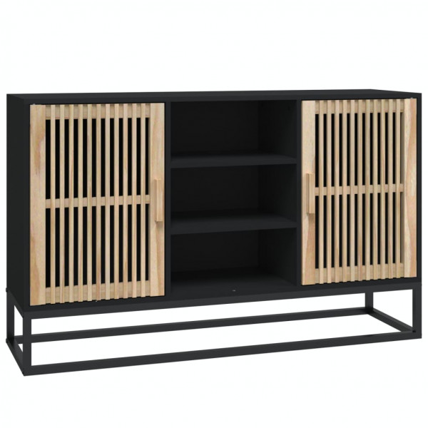 Aparador de madera contrachapada negro 105x30x65 cm M 2