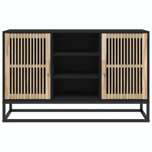 Aparador de madera contrachapada negro 105x30x65 cm M 5