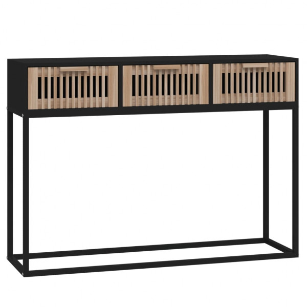 Mesa consola hierro y madera contrachapada negro 105x30x75 cm M 2