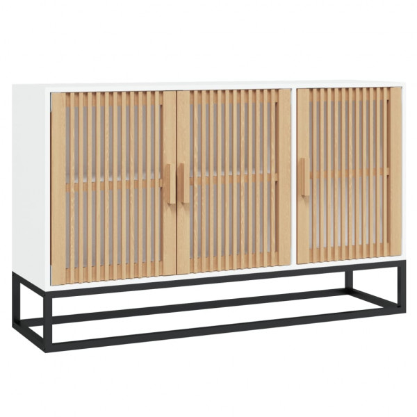 Aparador de madera contrachapada blanco 105x30x65 cm M 2