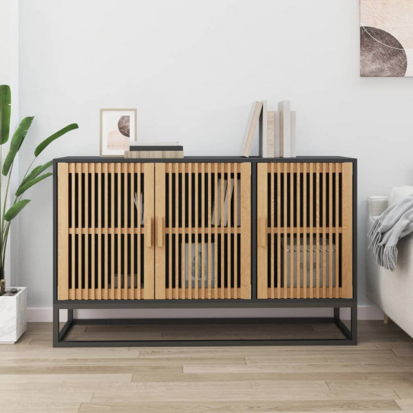 Aparador de madera contrachapada negro 105x30x65 cm D