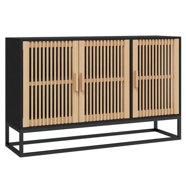 Aparador de madera contrachapada negro 105x30x65 cm M 2