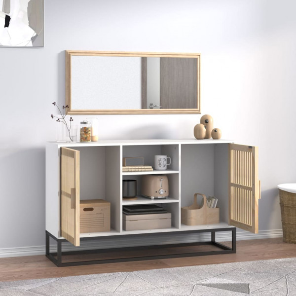 Aparador de madera contrachapada blanco 105x30x65 cm M 3