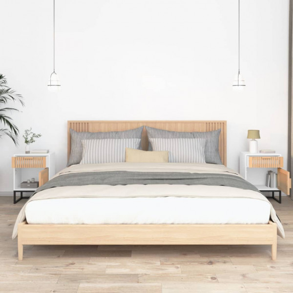 Mesas cabeceira 2 pcs 40x30x55.5 cm deriv. madeira/ferro branco M 3