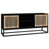 Mueble de TV hierro y madera contrachapada negro 105x30x45 cm 2