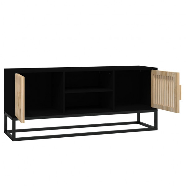 Mueble de TV hierro y madera contrachapada negro 105x30x45 cm M 4