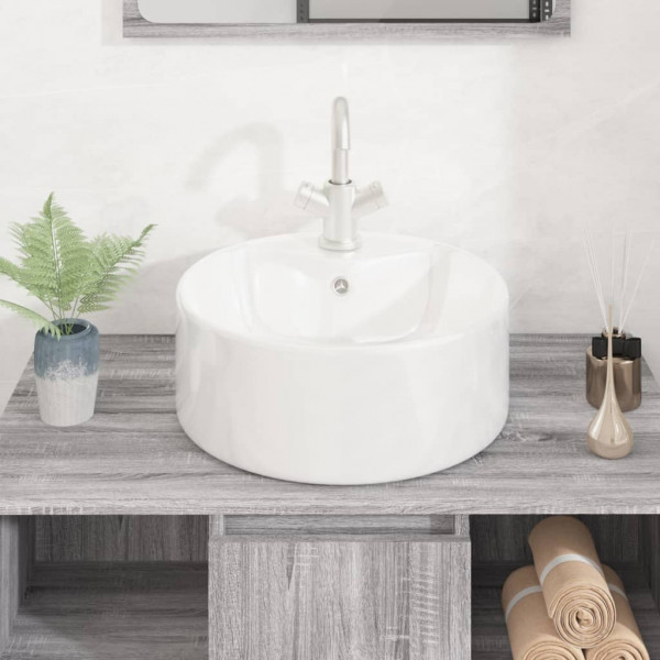 Lavabo redondo de cerámica blanco 40x14.5 cm M 3