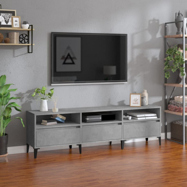 Mueble de TV madera contrachapada gris hormigón 150x30x44.5 cm D