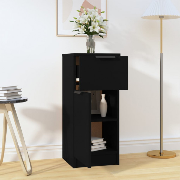 Aparador de madera contrachapada negro 30x30x70 cm M 3