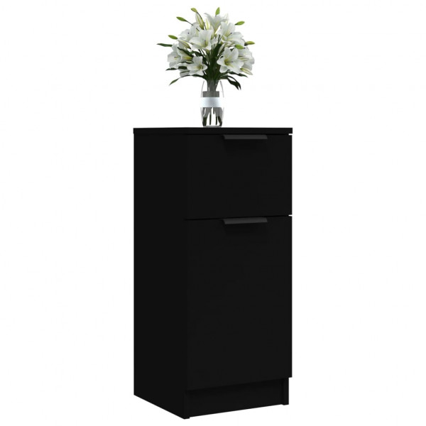 Aparador de madera contrachapada negro 30x30x70 cm M 4