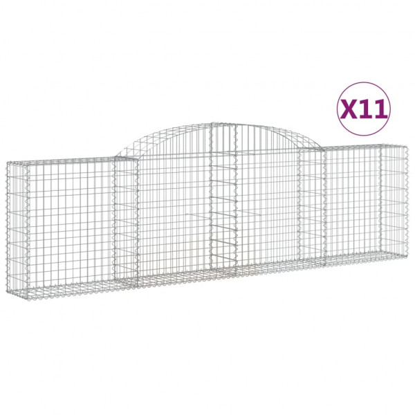 Cestos gabião arqueados 11pcs 300x30x80/100cm ferro galvanizado M 2