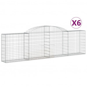 Cestos gabião arqueados 6 pcs 300x30x80/100cm ferro galvanizado H