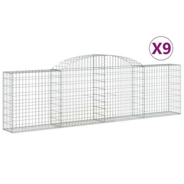 Cestos gabião arqueados 9 pcs 300x30x80/100cm ferro galvanizado M 2