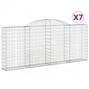 Cestos gabião arqueados 7pcs 300x30x120/140cm ferro galvanizado H