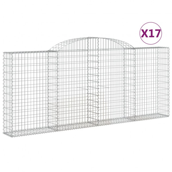 Cestos gabião arqueados 17 pcs 300x30x120/140 ferro galvanizado M 2