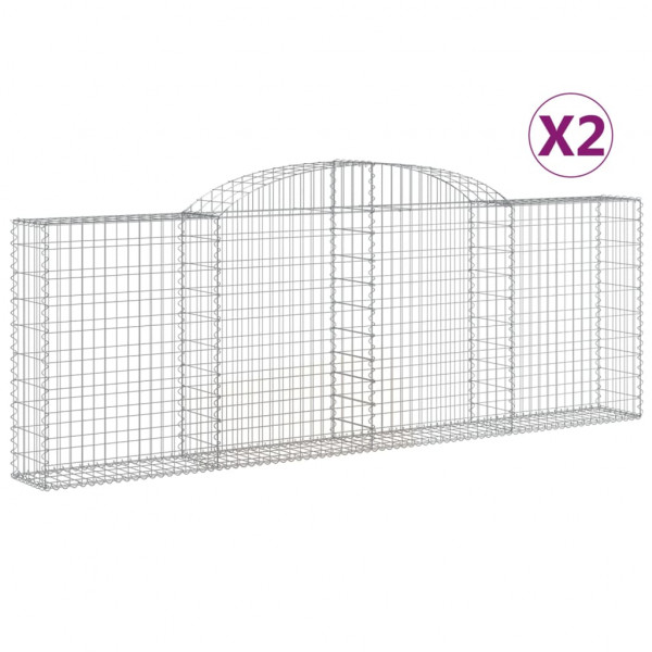 Cestos gabião arqueados 2pcs 300x30x100/120cm ferro galvanizado M 2
