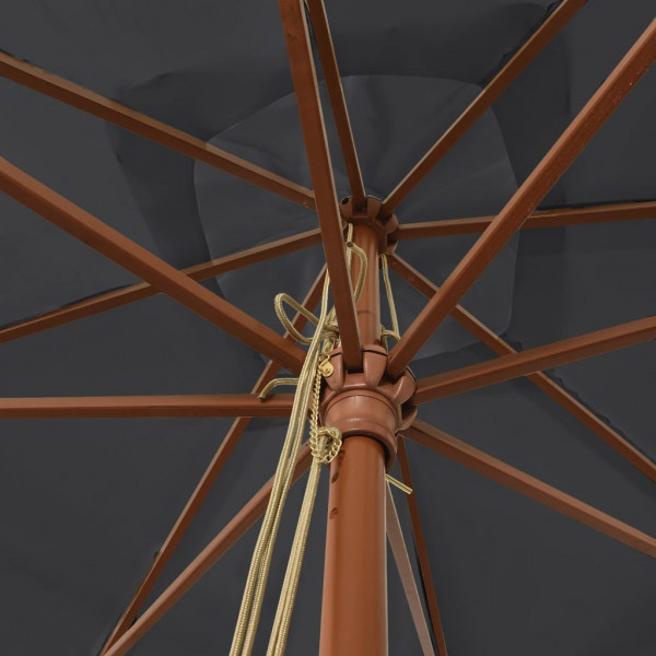 Guarda-sol de jardim com poste de madeira 300x300x273 cm preto M 5