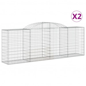 Cestos gabião arqueados 2pcs 300x50x100/120cm ferro galvanizado H
