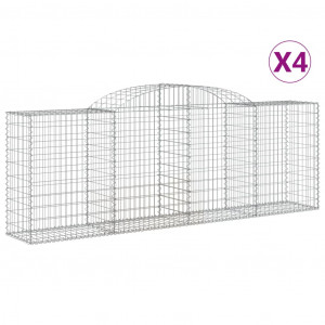 Cestos gabião arqueados 4pcs 300x50x100/120cm ferro galvanizado H