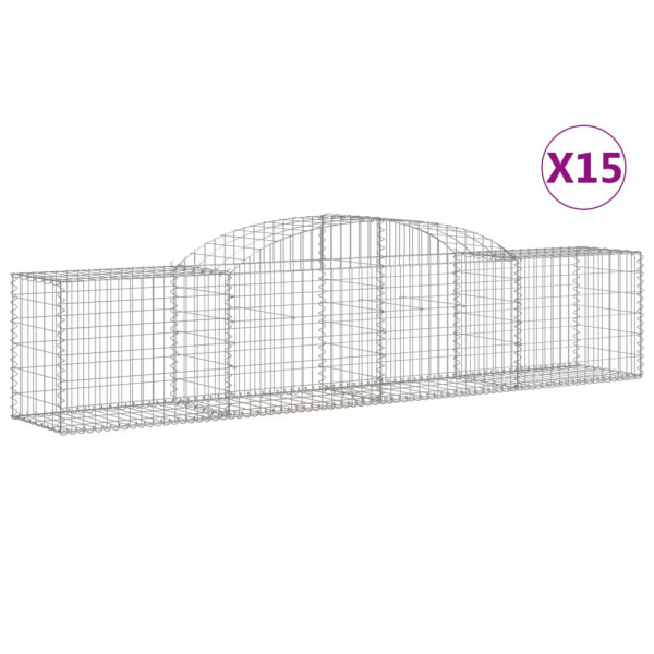 Cestos gabião arqueados 15pcs 300x50x60/80 cm ferro galvanizado M 2