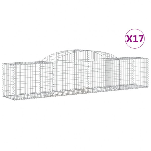 Cestos gabião arqueados 17pcs 300x50x60/80 cm ferro galvanizado M 2