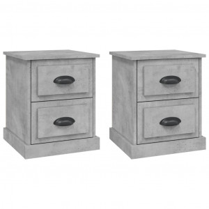 Mesitas de noche 2 uds madera contrachapada gris 39x39x47.5 cm H