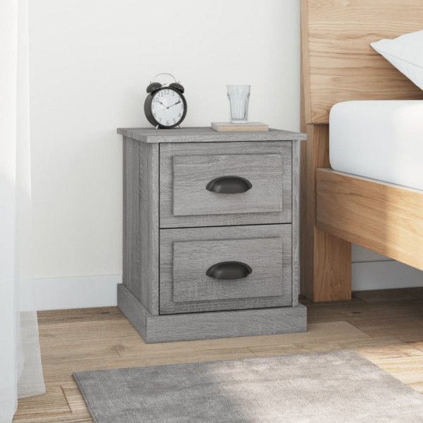 Mesitas de noche 2 uds madera contrachapada gris 39x39x47.5 cm D