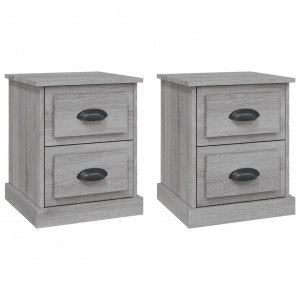 Mesitas de noche 2 uds madera contrachapada gris 39x39x47.5 cm H