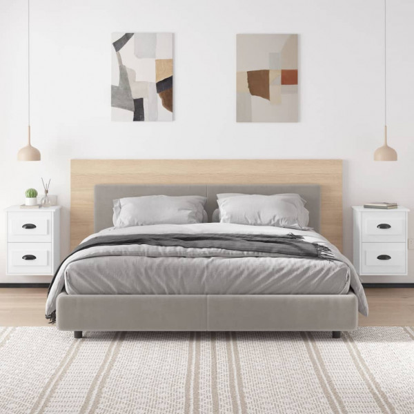 Mesitas de noche de pared 2 uds blanco brillante 41.5x36x53 cm M 3