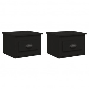 Mesitas de noche de pared 2 uds negra 41.5x36x28 cm H