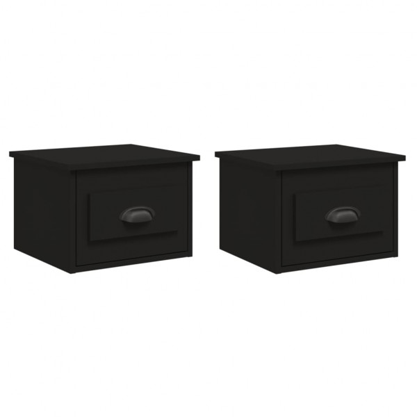 Mesitas de noche de pared 2 uds negra 41.5x36x28 cm M 2