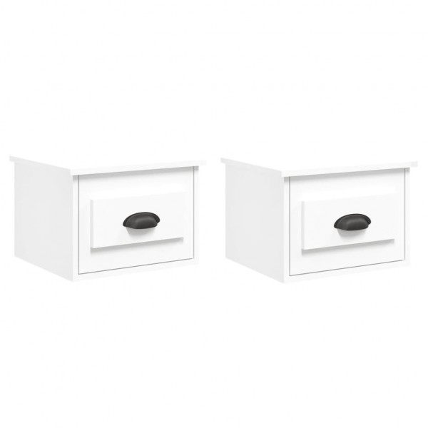 Mesitas de noche de pared 2 uds blanco 41.5x36x28 cm M 2