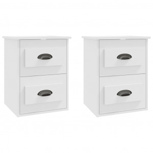 Mesitas de noche de pared 2 uds blanco 41.5x36x53 cm H