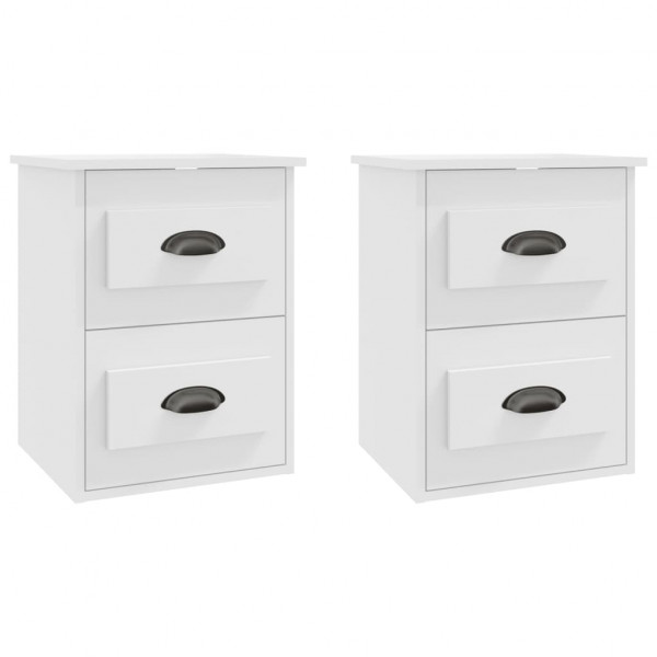 Mesitas de noche de pared 2 uds blanco 41.5x36x53 cm M 2