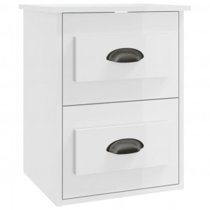 Mesa de cabeceira de parede 41.5x36x53 cm branco brilhante H