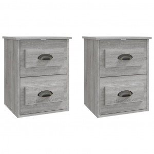 Mesita de noche de pared 2 uds gris Sonoma 41.5x36x53 cm H
