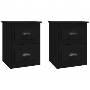 Mesitas de noche de pared 2 uds negras 41.5x36x53 cm H