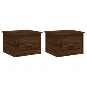Mesas de cabeceira parede 2pcs 41.5x36x28 cm carvalho castanho H