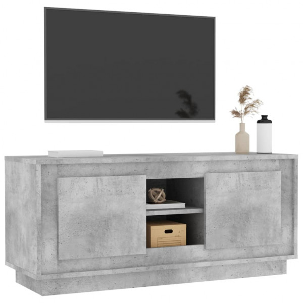 Mueble de TV madera contrachapada gris hormigón 102x35x45 cm M 4