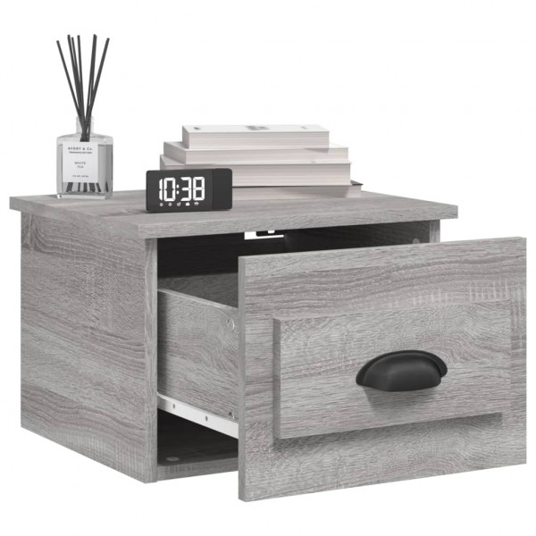 Mesitas de noche de pared 2 uds color gris Sonoma 41.5x36x28 cm M 4