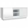 Mueble de TV madera contrachapada blanco brillo 102x35x45 cm 2