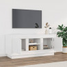 Mueble de TV madera contrachapada blanco brillo 102x35x45 cm 3