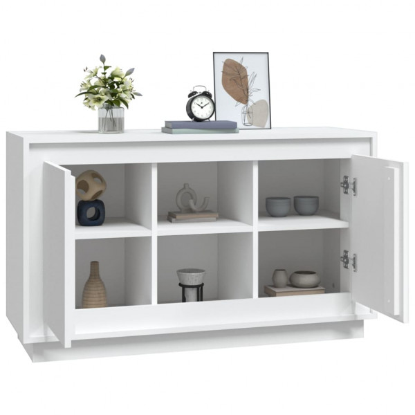 Aparador de madera contrachapada blanco 102x35x60 cm M 4