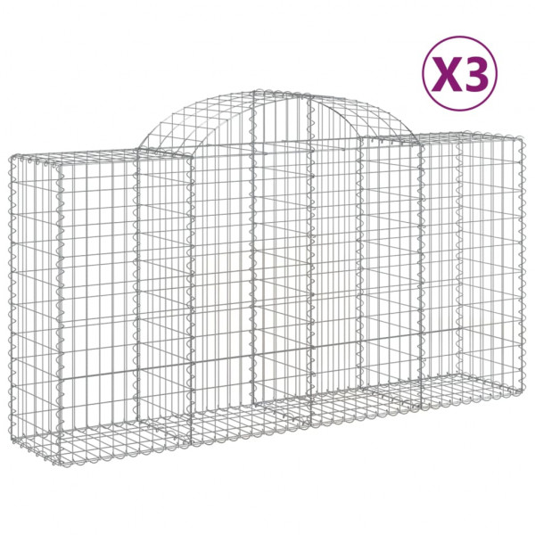 Cestos gabião arqueados 3pcs 200x50x100/120cm ferro galvanizado M 2
