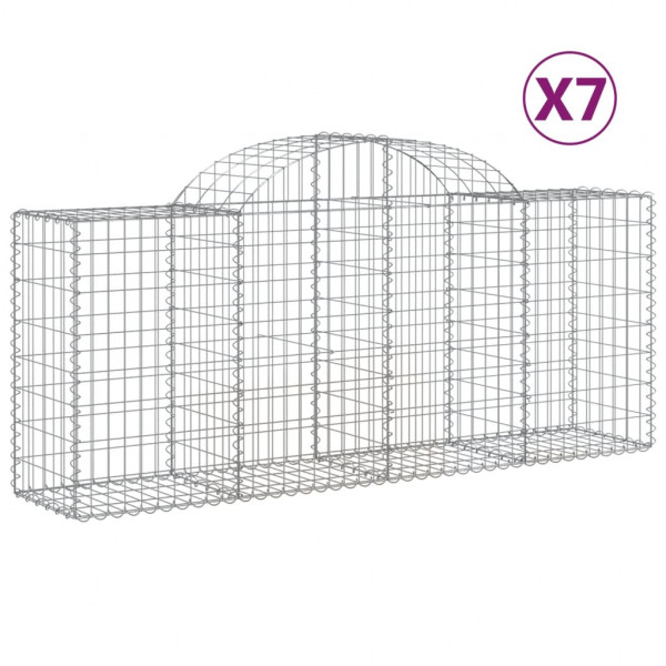 Cestos gabião arqueados 7 pcs 200x50x80/100cm ferro galvanizado M 2