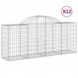 Cestos gabião arqueados 12pcs 200x50x80/100cm ferro galvanizado H