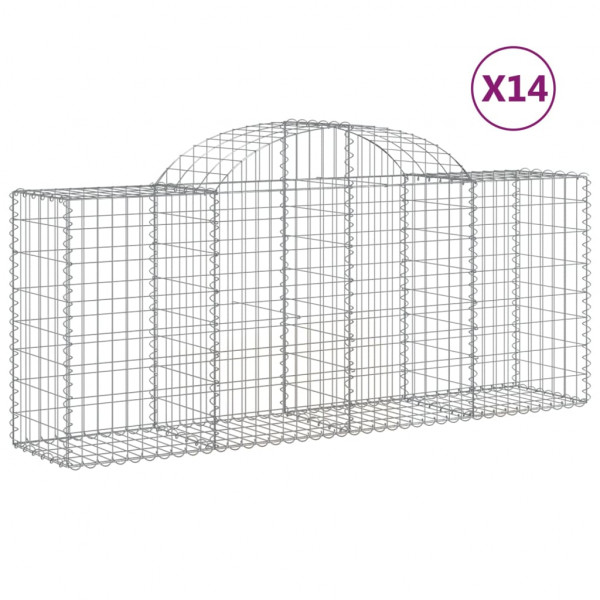 Cestos gabião arqueados 14pcs 200x50x80/100cm ferro galvanizado M 2