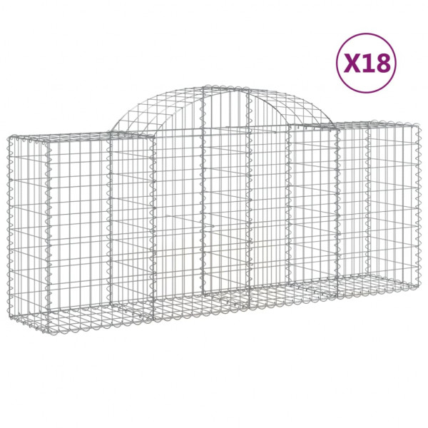 Cestos gabião arqueados 18pcs 200x50x80/100cm ferro galvanizado M 2