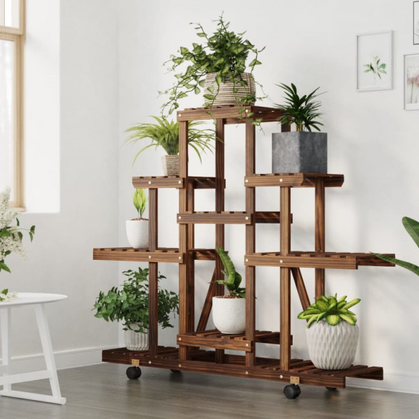 Suporte de plantas com rodas 110x25x101 cm abeto maciço M 3